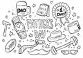 Doodle Father\'s day Icons set. Vector sketch illustration. Happy Fathers day