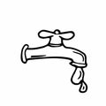 Doodle Faucet Icon. Vector water tap sketch Royalty Free Stock Photo