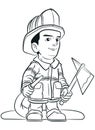 Doodle Fire Fighter Man Rescue Brigade Royalty Free Stock Photo
