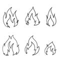 Doodle fire icon illustration with hand drawn cartoon line art style