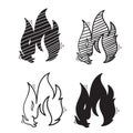 Doodle fire illustration with different unique shape hand drawn style vector