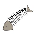 Doodle fishbone isolated on white background, vector illustration.