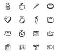 Doodle Fitness icons set Royalty Free Stock Photo