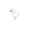 doodle flamingo illustration vector on white background.