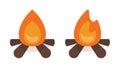 Doodle Flat Clipart Set of Burning Bonfires Campsite Element.Vector Illustration Royalty Free Stock Photo