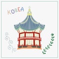 Doodle flat vector illustration of arbor pagoda in Gyeongbokgung Palace in Seoul