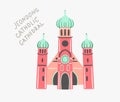 Doodle flat vector illustration of jeondong catholic cathedral