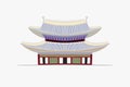 Doodle flat vector illustration of pagoda in Gyeongbokgung Palace in Seoul