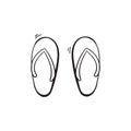 Doodle flip flop sandal illustration icon with hand drawn line art style Royalty Free Stock Photo