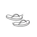 Doodle flip flop sandal illustration icon with hand drawn line art style Royalty Free Stock Photo