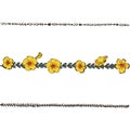Doodle floral line with yellow pansy