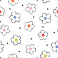 Doodle flower pattern. Hand drawn seamless floral background. Vector simple illustration Royalty Free Stock Photo