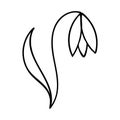 Doodle flowers contour line drawing.Black and white image.Simple flower isolated on a white background.Vector Royalty Free Stock Photo