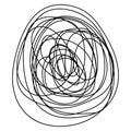 Doodle in the form of an ellipse. Unraveling ball of thread.Hand drawing style. Tangled lines