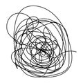 Doodle in the form of an ellipse. Unraveling ball of thread.Hand drawing style. Tangled lines