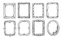 Retro hand drawn ornate picture frame isolated set Royalty Free Stock Photo