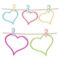 Doodle frames hanging on clothesline Royalty Free Stock Photo