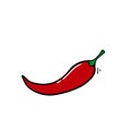 Doodle Fresh red hot chili pepper. Kitchen organic vector spicy taste chili pepper with hand drawn cartoon style isolated vector Royalty Free Stock Photo