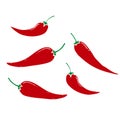 Doodle Fresh red hot chili pepper. Kitchen organic vector spicy taste chili pepper with hand drawn cartoon style isolated vector Royalty Free Stock Photo