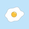 Doodle fried egg on blue background