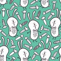 Doodle funny bunnies pattern.