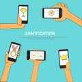 Doodle of gamification strategy concept for digital and social