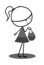 Doodle Girl Shopping Royalty Free Stock Photo