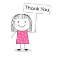 Thank You Doodle Girl Illustration Vector Royalty Free Stock Photo