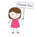 Thank You Doodle Girl Stickman Illustration Vector Royalty Free Stock Photo