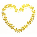 Doodle golden clover shamrock heart line art