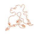 Doodle goldfish in cartoon style drawn by hand of single line.