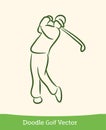 Doodle golf isolated on white background. Vector