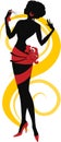 Doodle graphic silhouette of a woman