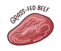 Doodle grass-fed beef, great design for any purposes. Organic nutrition healthy food. Beef steak, Ribeye. Food icon Royalty Free Stock Photo