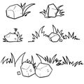 Doodle grass illustration collection handdrawn style