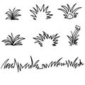 Doodle grass illustration collection handdrawn style