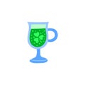 Doodle green beer in glass mug with clover.