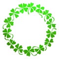 Doodle green clover shamrock circle wreath line art