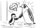 Doodle greeting card - Fathers day - penguins Royalty Free Stock Photo