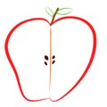 Doodle, Half of Colorful Apple, isolated on white Royalty Free Stock Photo