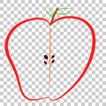 Doodle, Half of Colorful Apple, at Transparent Effect Background Royalty Free Stock Photo