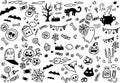 Doodle of Halloween icons. Objects and symbols on the Halloween theme. Vector illustration Royalty Free Stock Photo