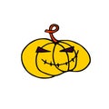 Doodle Halloween scary yellow pumpkin on white background Royalty Free Stock Photo