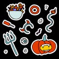 Doodle Halloween sticker set. Hand drawn images Royalty Free Stock Photo