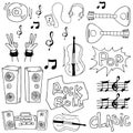 Doodle of hand draw music set Royalty Free Stock Photo