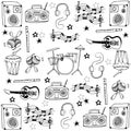 Doodle of hand draw music set Royalty Free Stock Photo