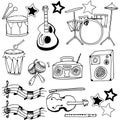 Doodle hand draw music set Royalty Free Stock Photo