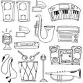 Doodle of hand draw music tools Royalty Free Stock Photo