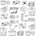 Doodle of hand draw music tools Royalty Free Stock Photo