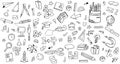 Doodle hand draw school design Elements Vector Set Royalty Free Stock Photo